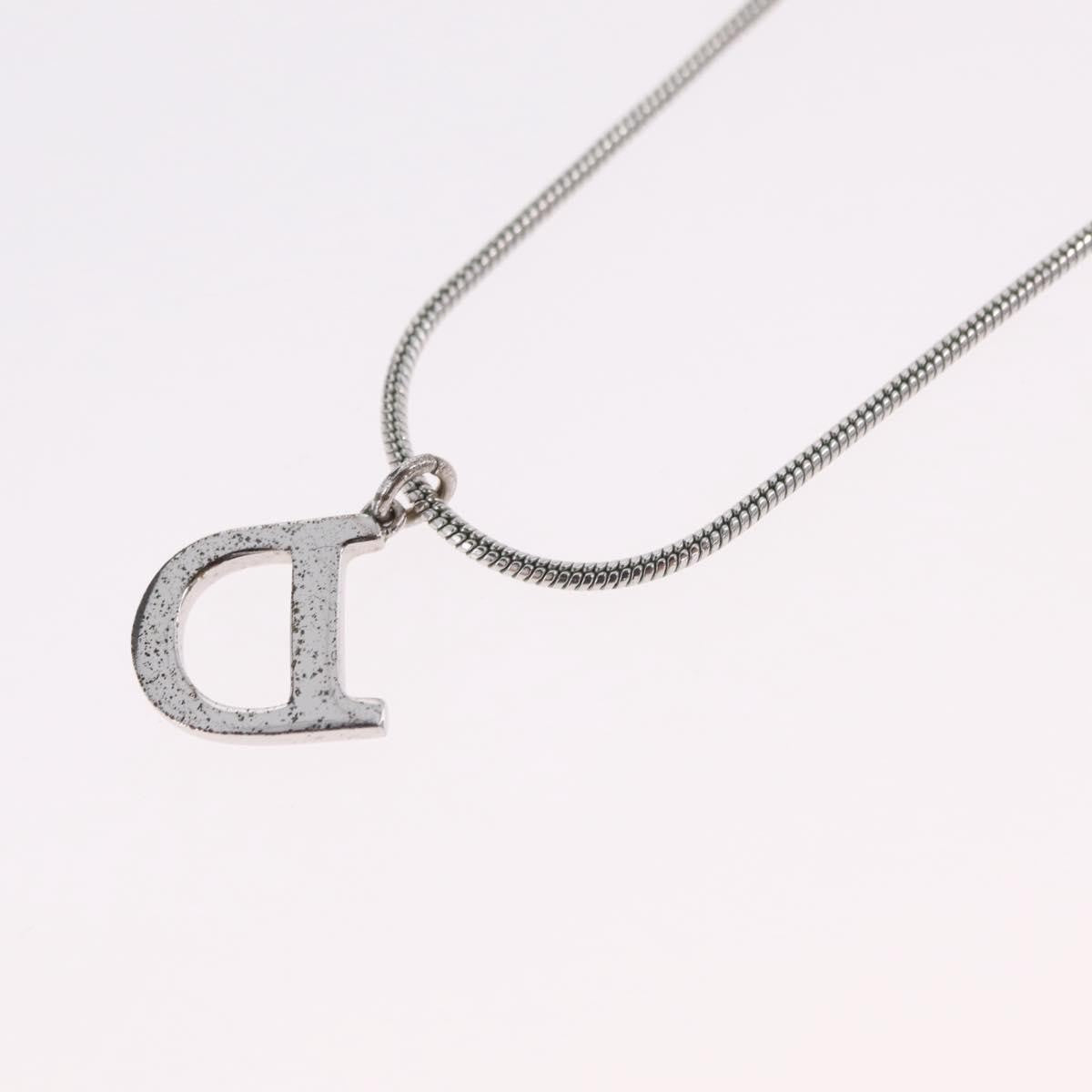 Christian Dior D logo Pendant Metal, Silver, Metal, Necklace