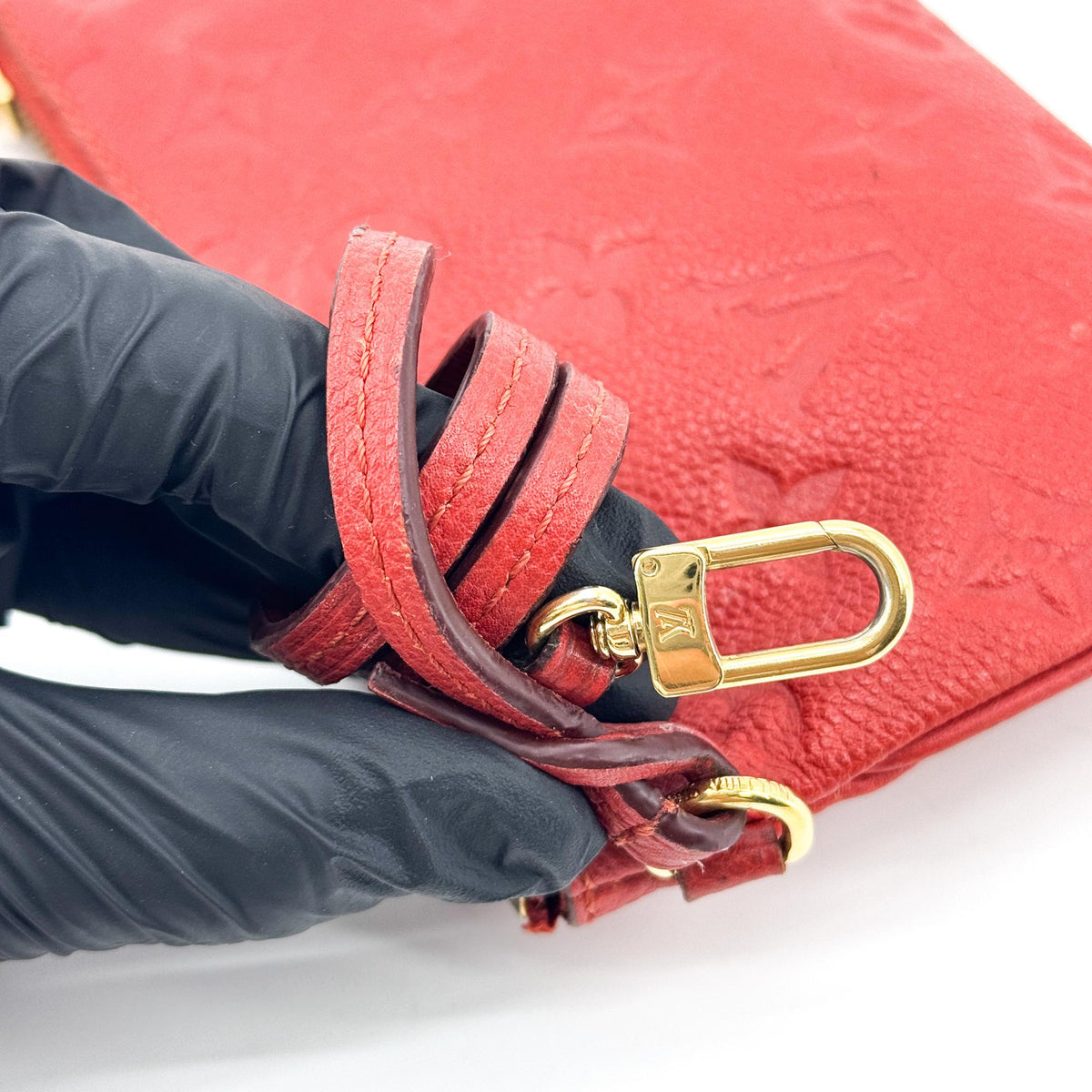 Louis Vuitton Multi Pochette Accessoires Pouch Monogram Empreinte Giant, Red, Leather, Clutch