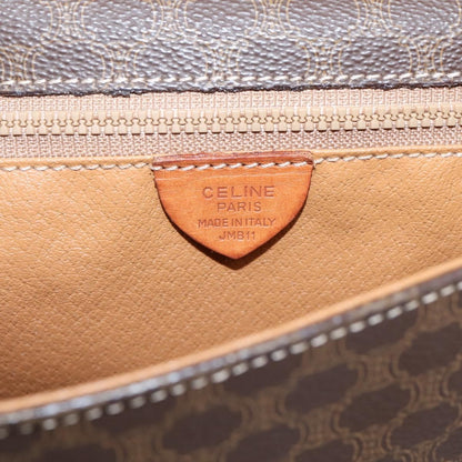 Celine Vintage Macadam Circle Logo Canvas and Leather, Brown, Canvas, Shoulder Bag