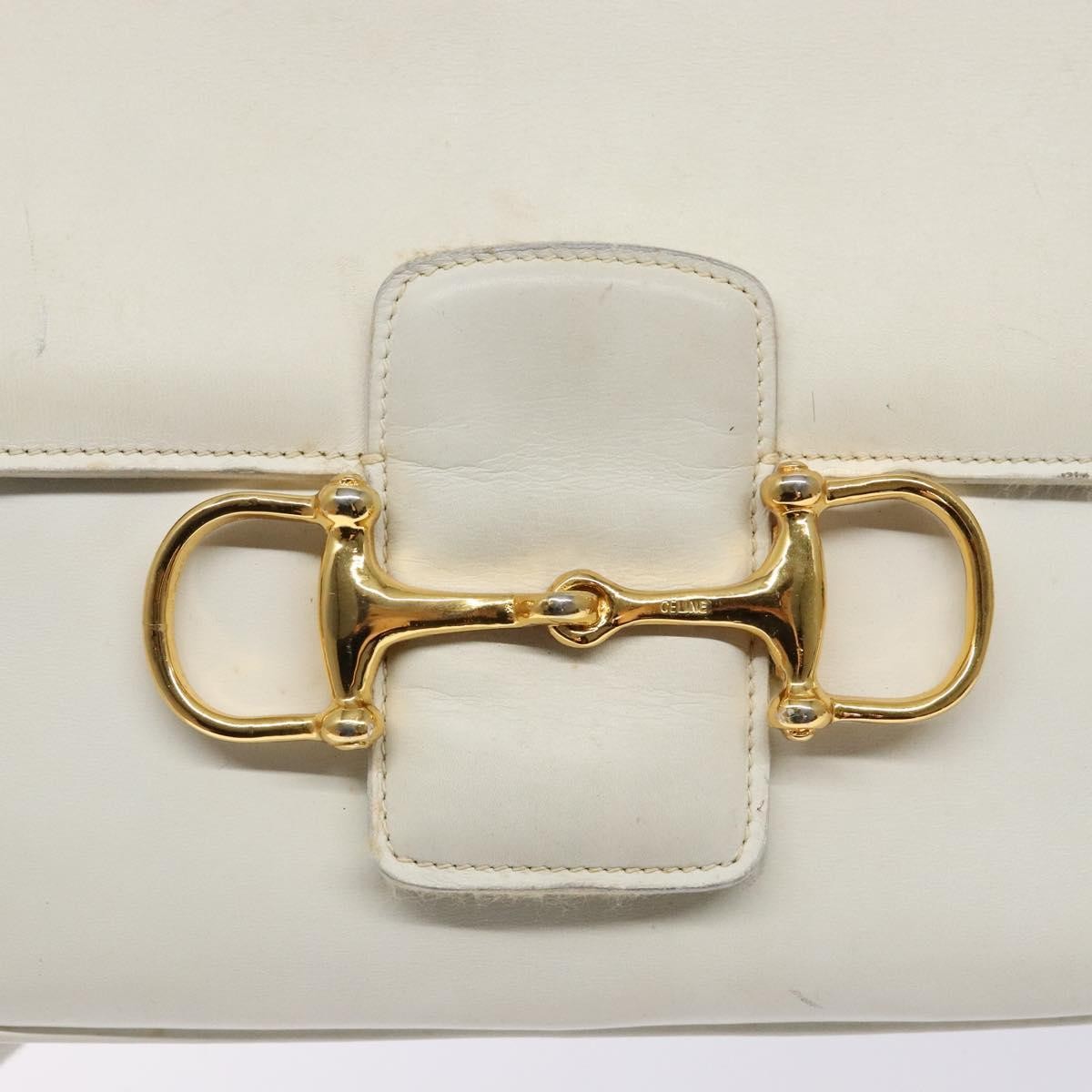 Celine Shoulder Leather, White, Leather, Shoulder Bag
