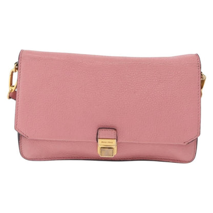 Miu Miu Madras Shoulder Leather, Pink, Leather, Crossbody Bag