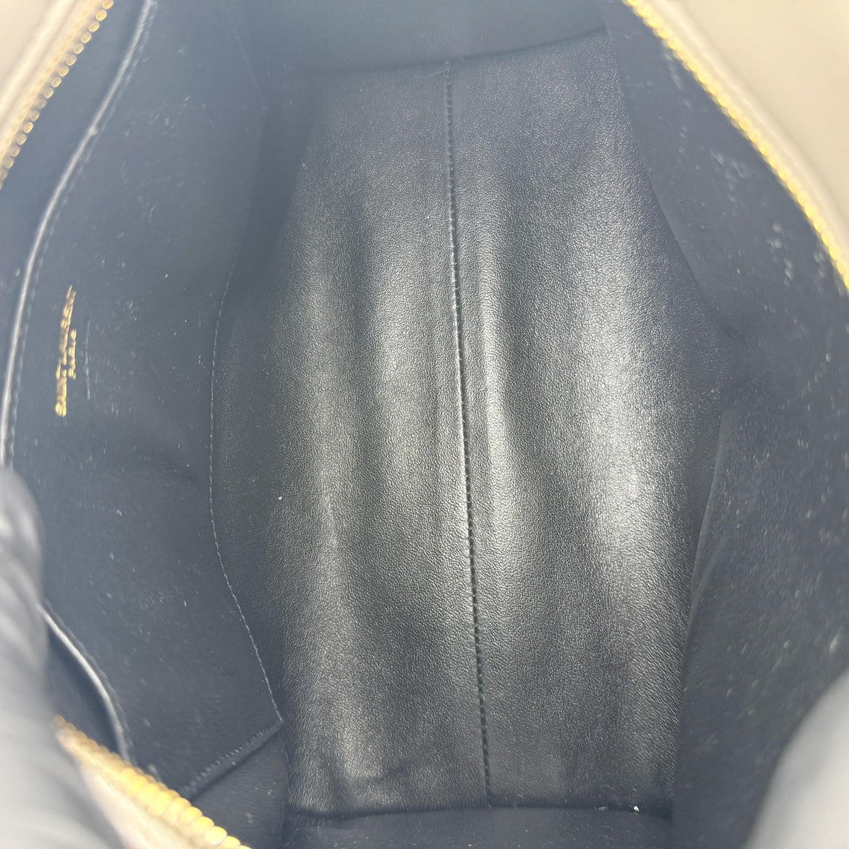 Saint Laurent Monogram Cabas Leather, Gray, Leather, Tote Bag