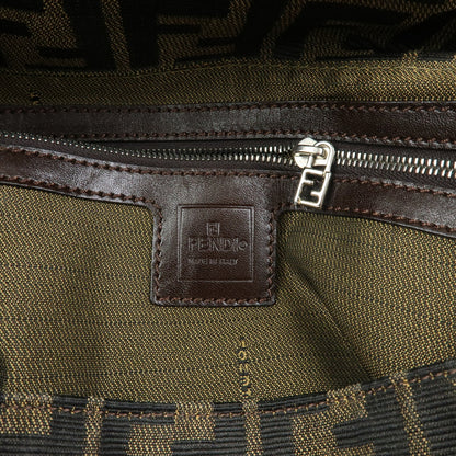 Fendi Zucchino Mamma Baguette Canvas, Brown, Canvas, Shoulder Bag