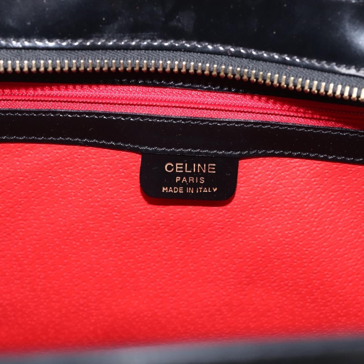 Celine Tote Leather, Black, Patent Leather, Tote Bag