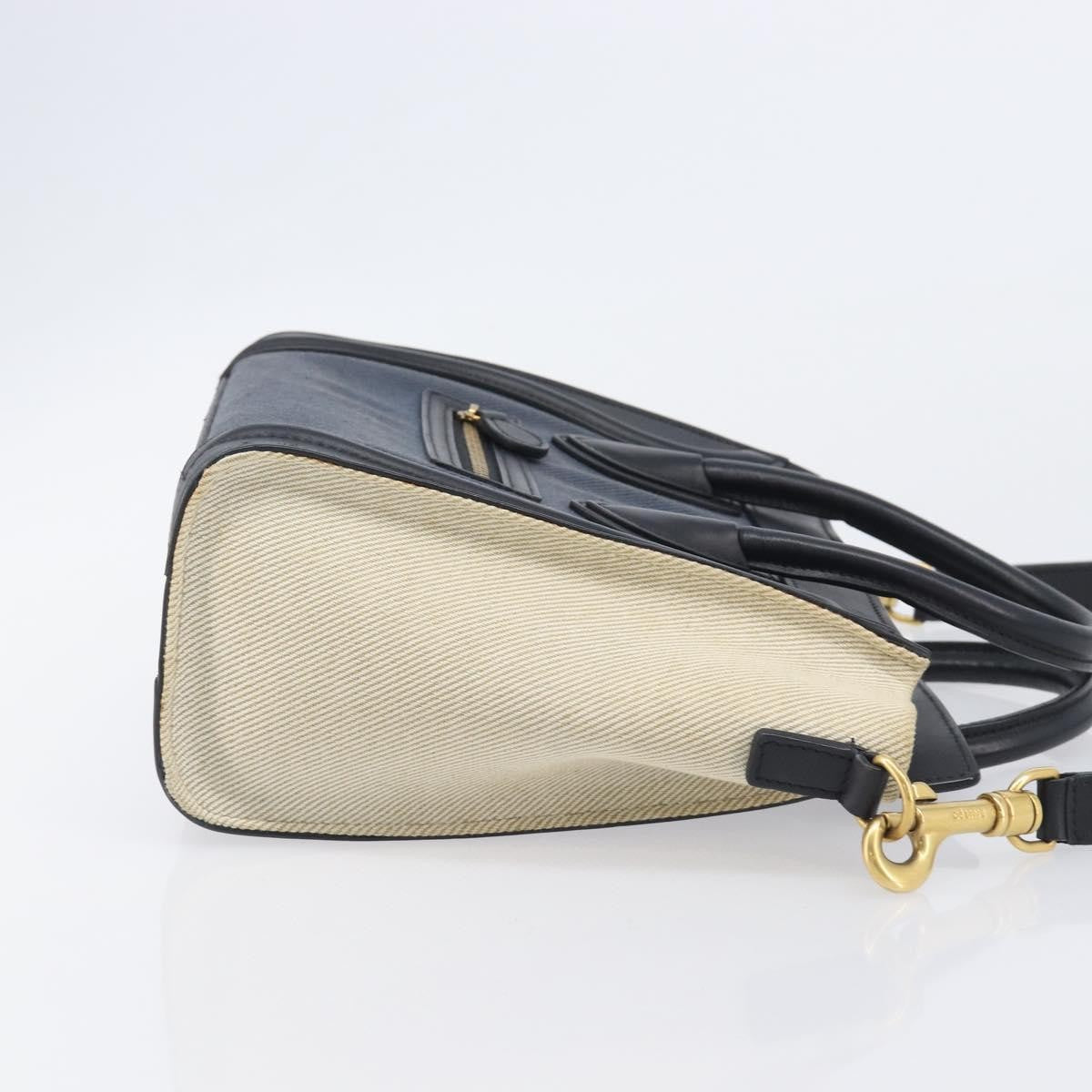 Celine Tricolor Luggage Canvas and Leather, Navy, Canvas, Handbag