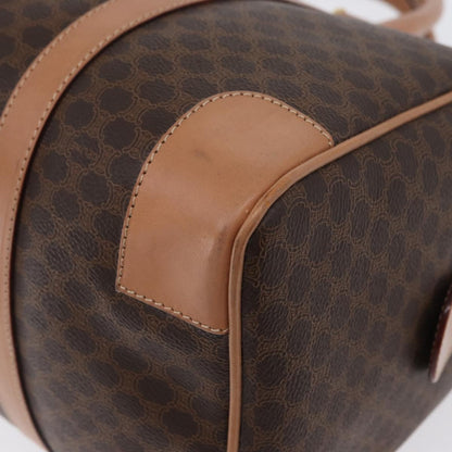 Celine Vintage Duffle Macadam Coated Canvas, Brown, PVC, Handbag