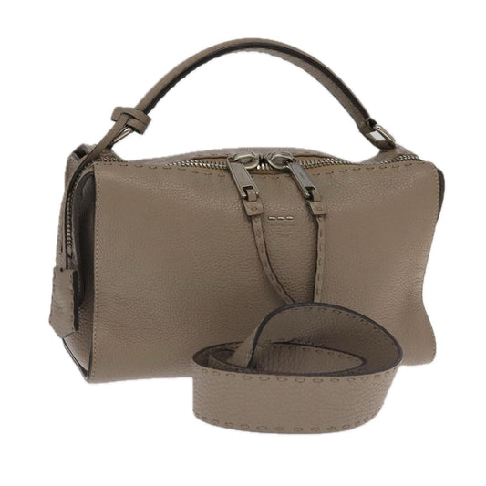 Fendi Lei Selleria, Beige, Leather, handbag