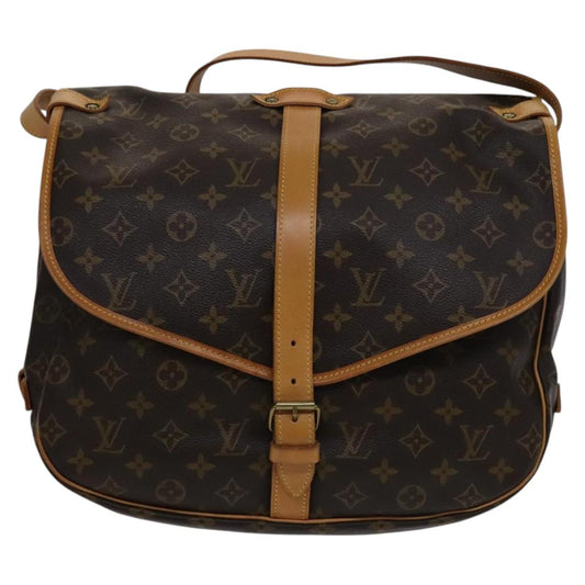 Louis Vuitton Saumur 35, Brown, Canvas, shoulder