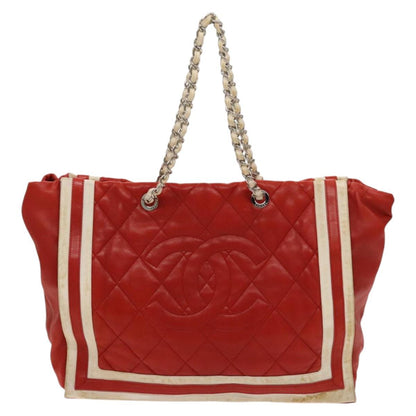 Chanel Coco Mark, Red, Leather, tote