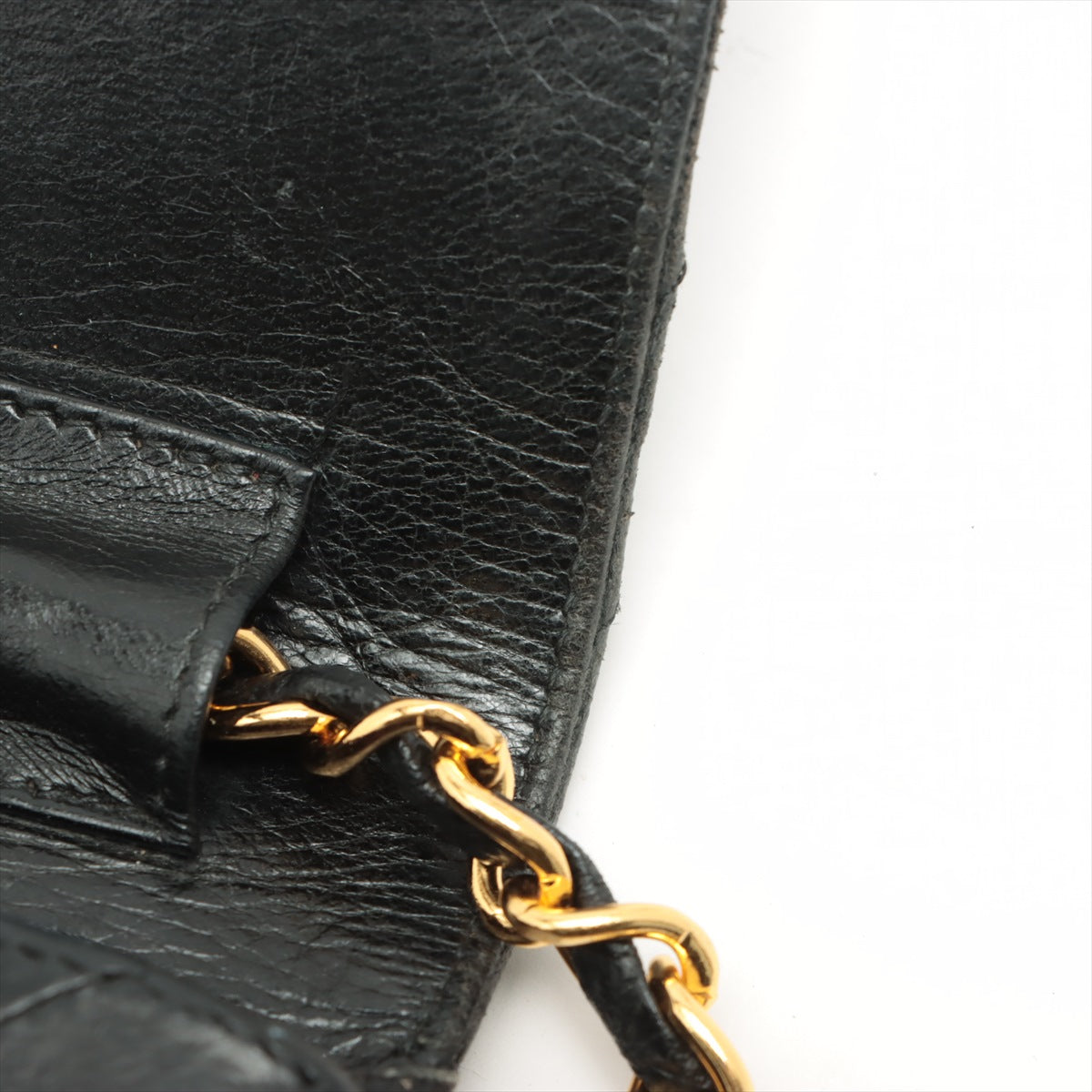 Chanel V-Stich, Black, Leather, shoulder