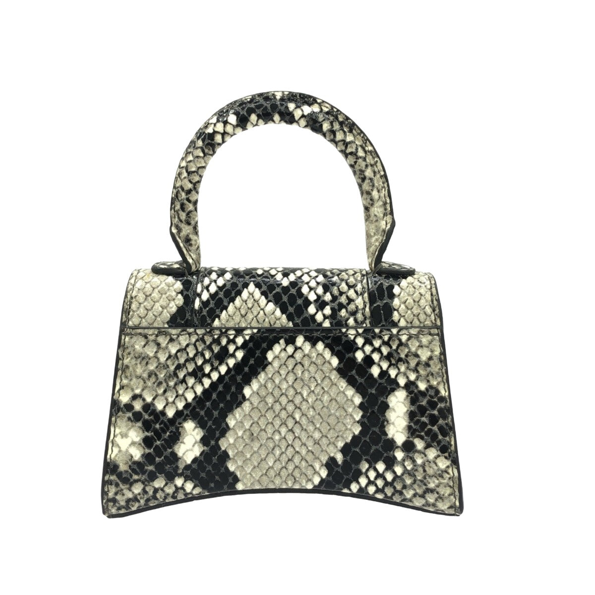 Balenciaga Hourglass Top Handle Bag Python Embossed Leather, GRAY, CALFSKIN, Handbag