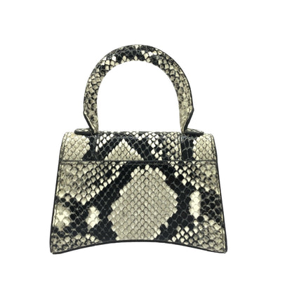 Balenciaga Hourglass Top Handle Bag Python Embossed Leather, GRAY, CALFSKIN, Handbag