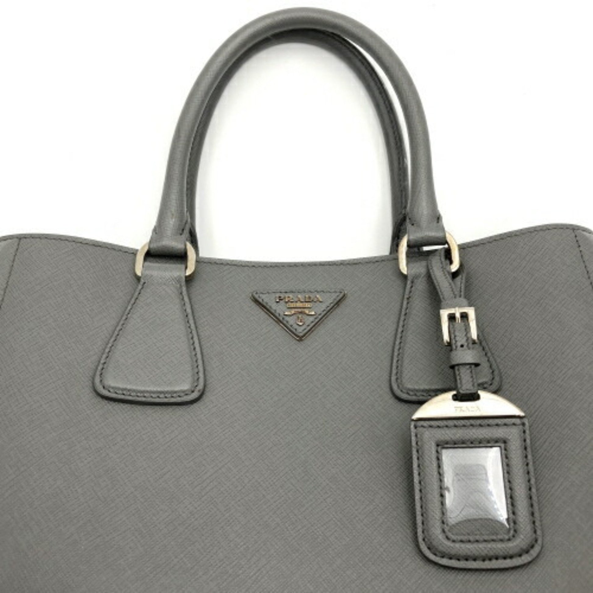 Prada Saffiano, Grey, Leather, handbag