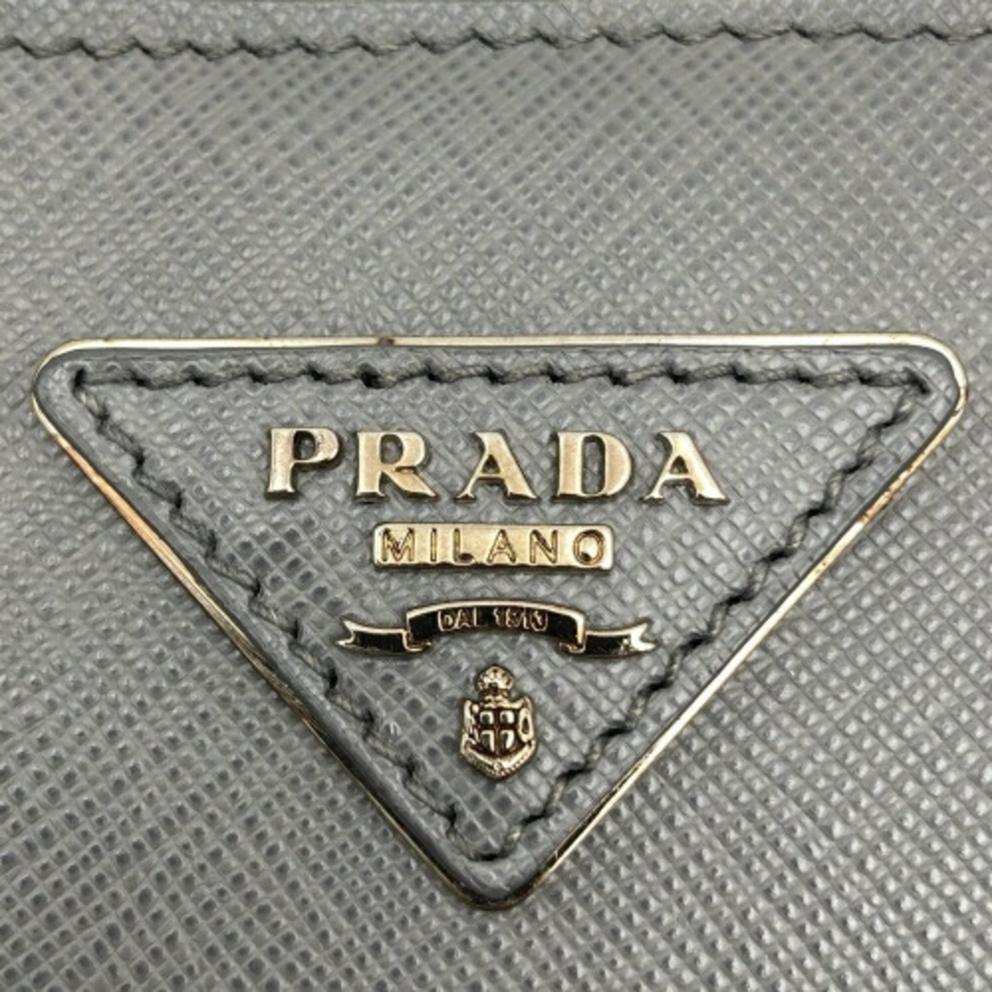 Prada Saffiano, Grey, Leather, handbag