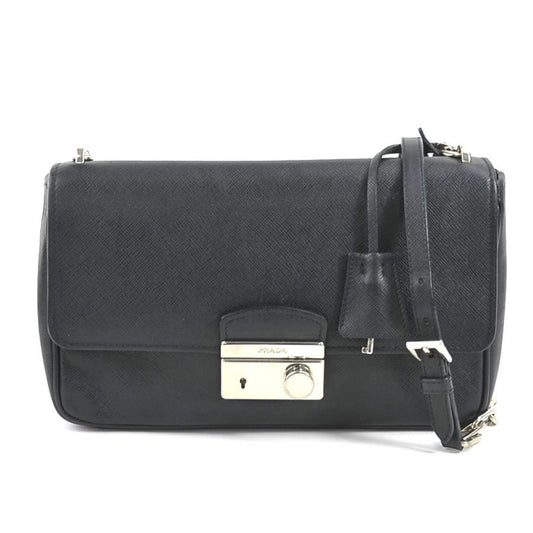 Prada, Black, Leather, shoulder