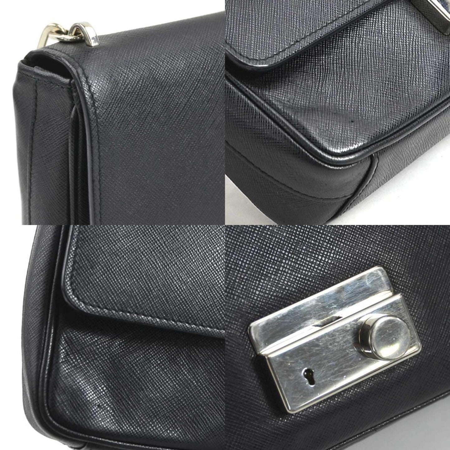 Prada, Black, Leather, shoulder