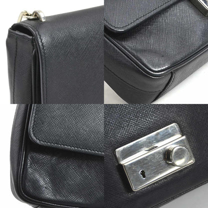 Prada, Black, Leather, shoulder