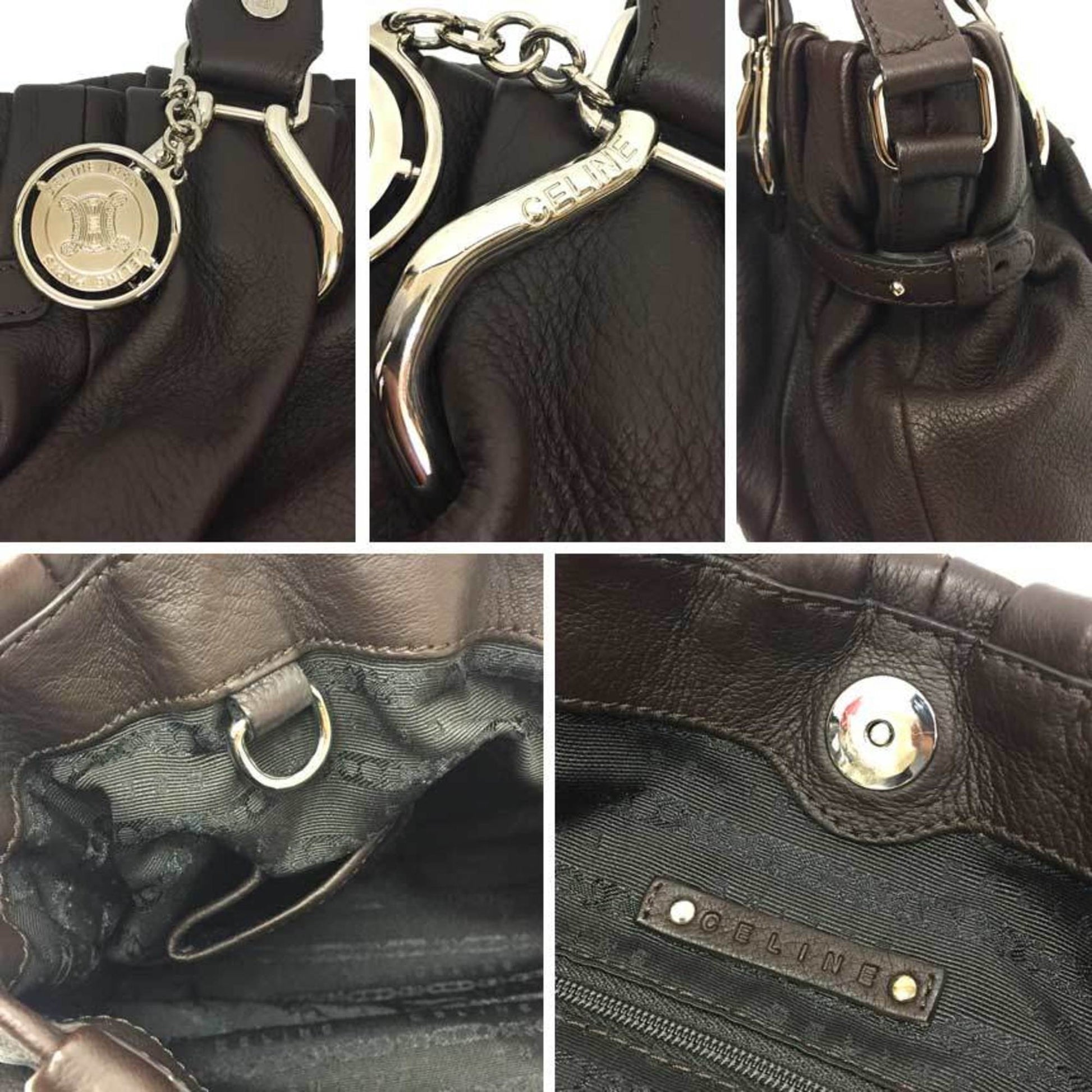 Céline, Brown, Leather, shoulder