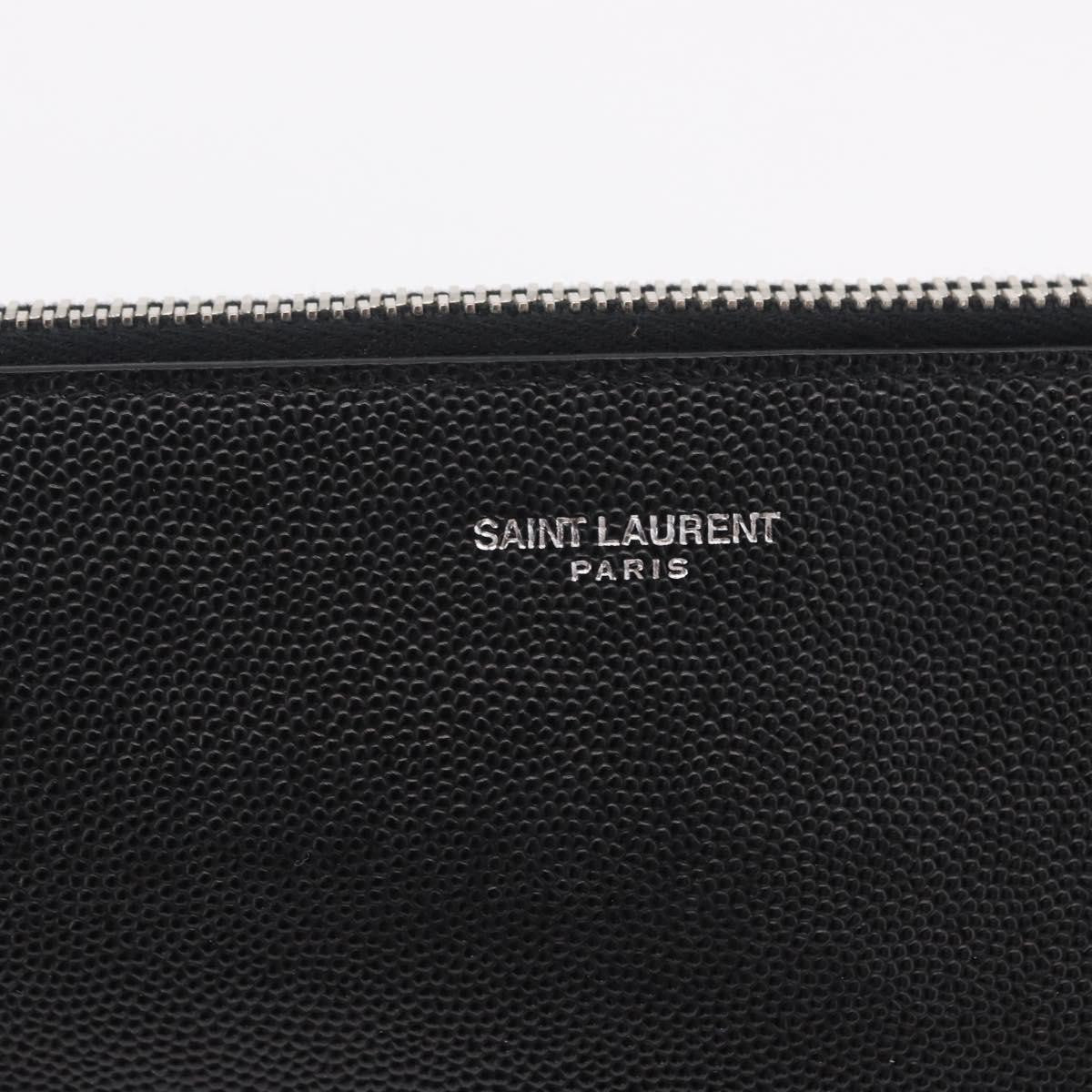 Saint Laurent Letters Zip Clutch Leather, Black, Leather, Clutch