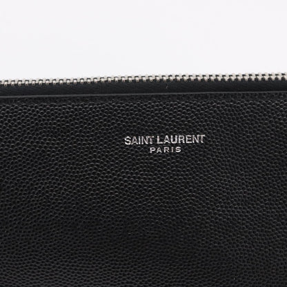 Saint Laurent Letters Zip Clutch Leather, Black, Leather, Clutch
