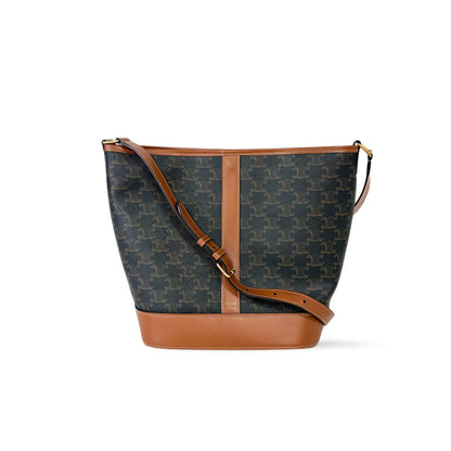 Celine Bucket Bag Triomphe Coated Canvas, Camel, Canvas, Handbag