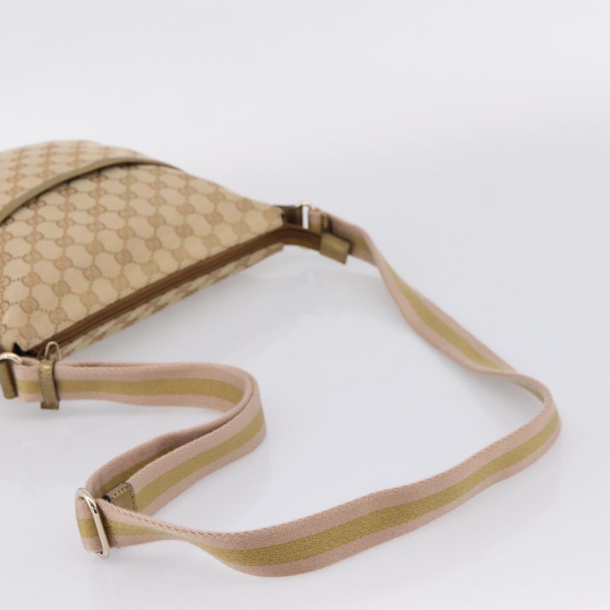 Gucci Zip Messenger GG Canvas with Perforated Leather, Beige, Canvas, Handbag