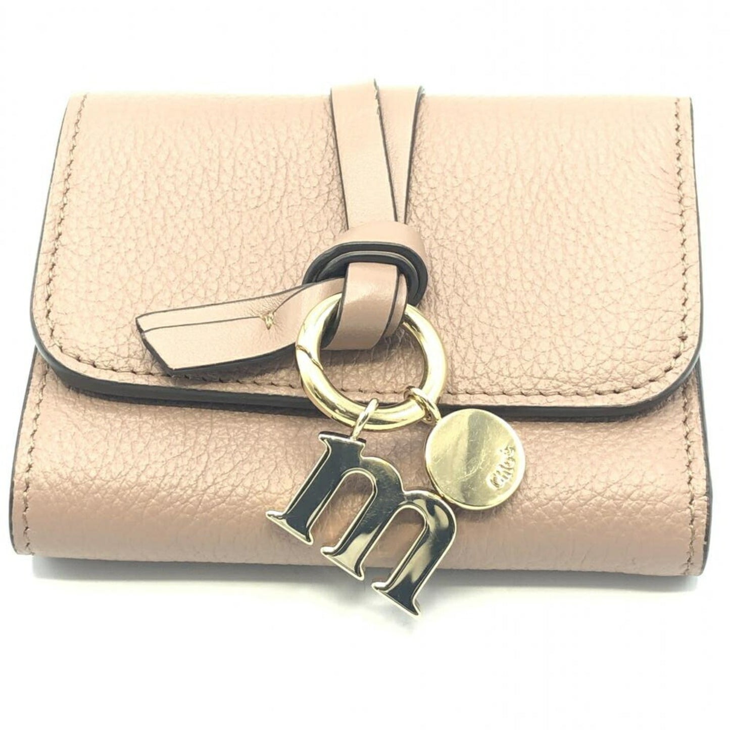Chloe Alphabet Trifold Wallet Leather, BEIGE, LEATHER, Wallets