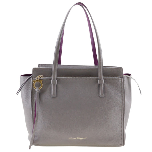 Salvatore Ferragamo Gancini, Grey, Leather, tote