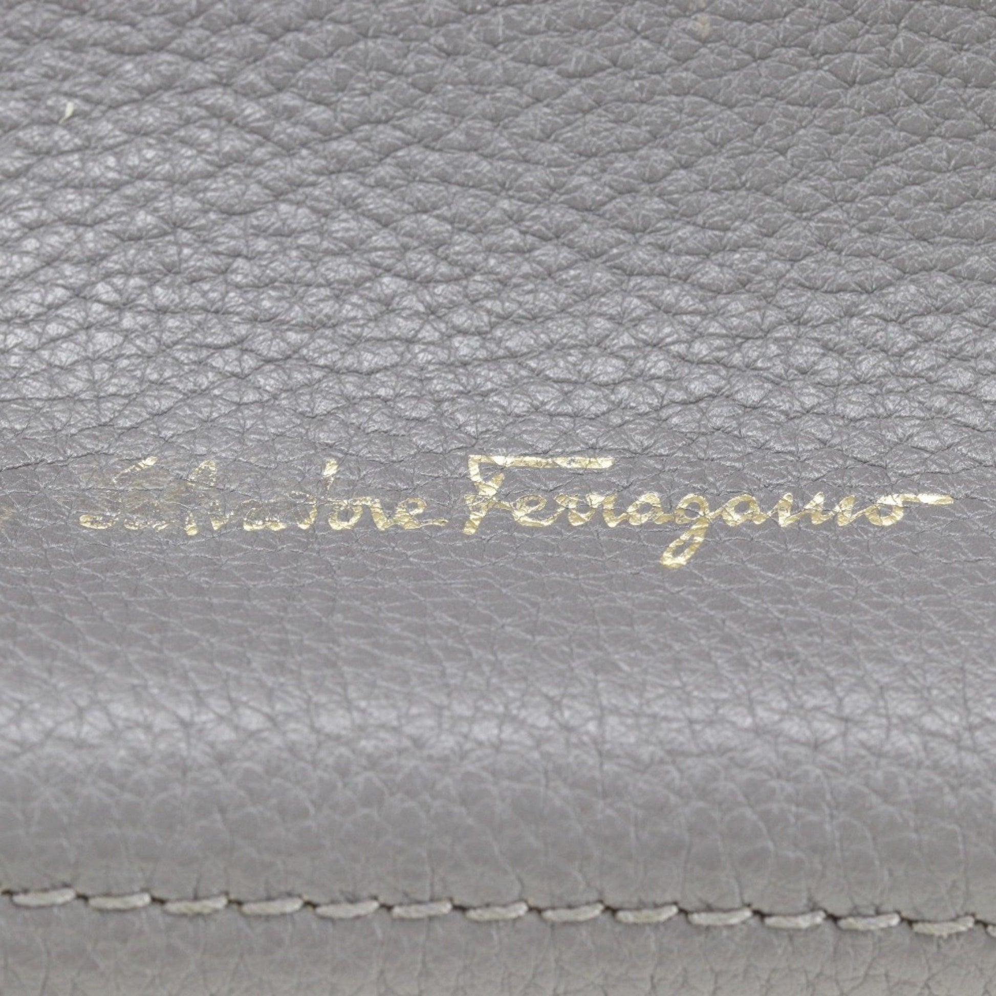 Salvatore Ferragamo Gancini, Grey, Leather, tote