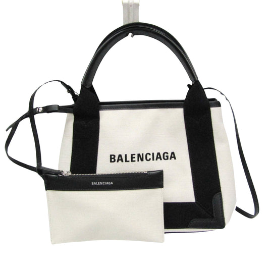 Balenciaga Navy, Beige, Canvas, handbag