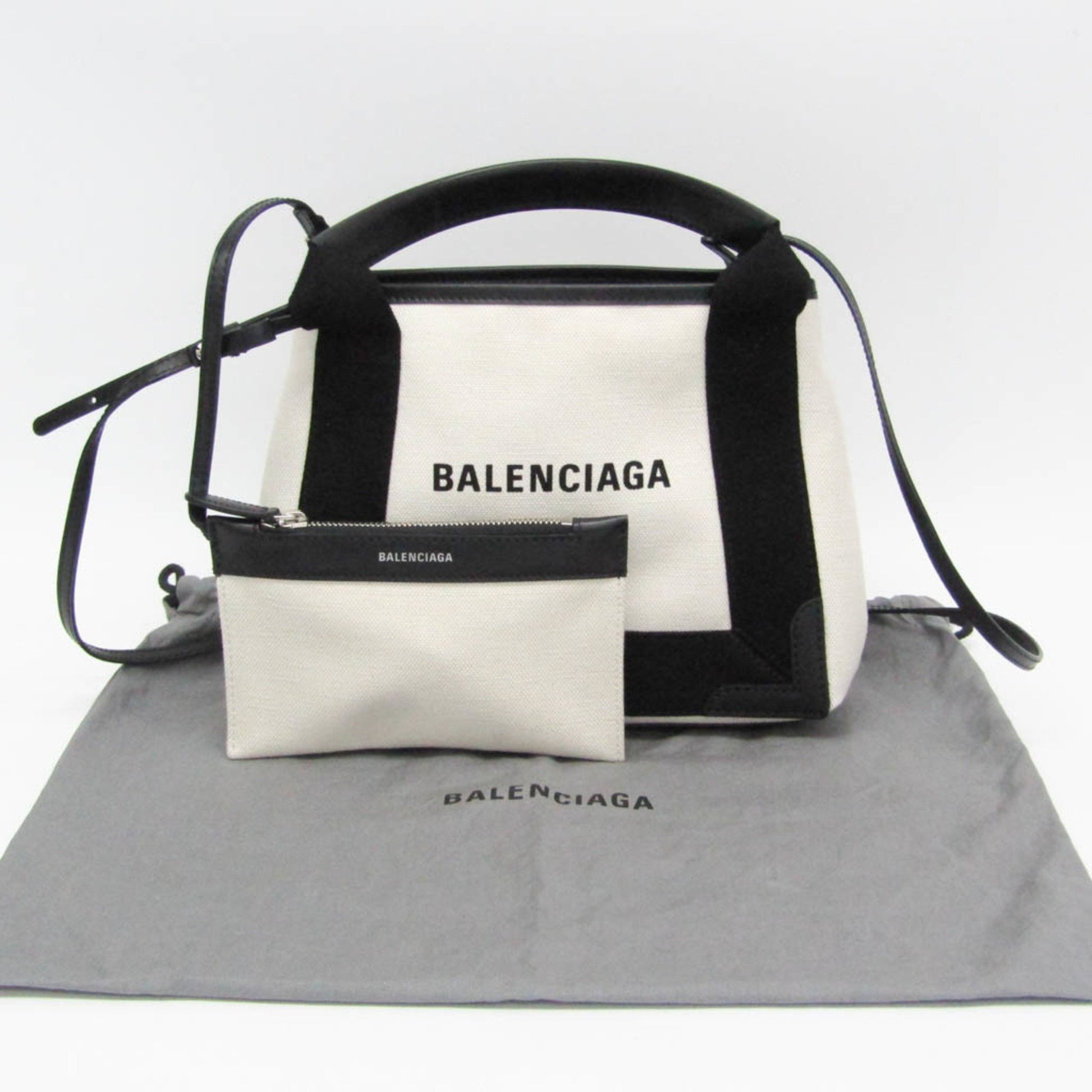 Balenciaga Navy, Beige, Canvas, handbag