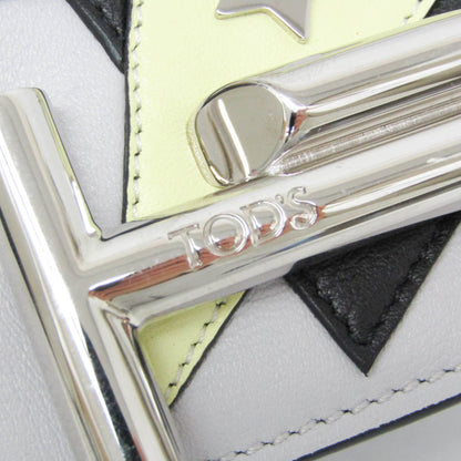 TOD'S Double T, Grey, Leather, shoulder