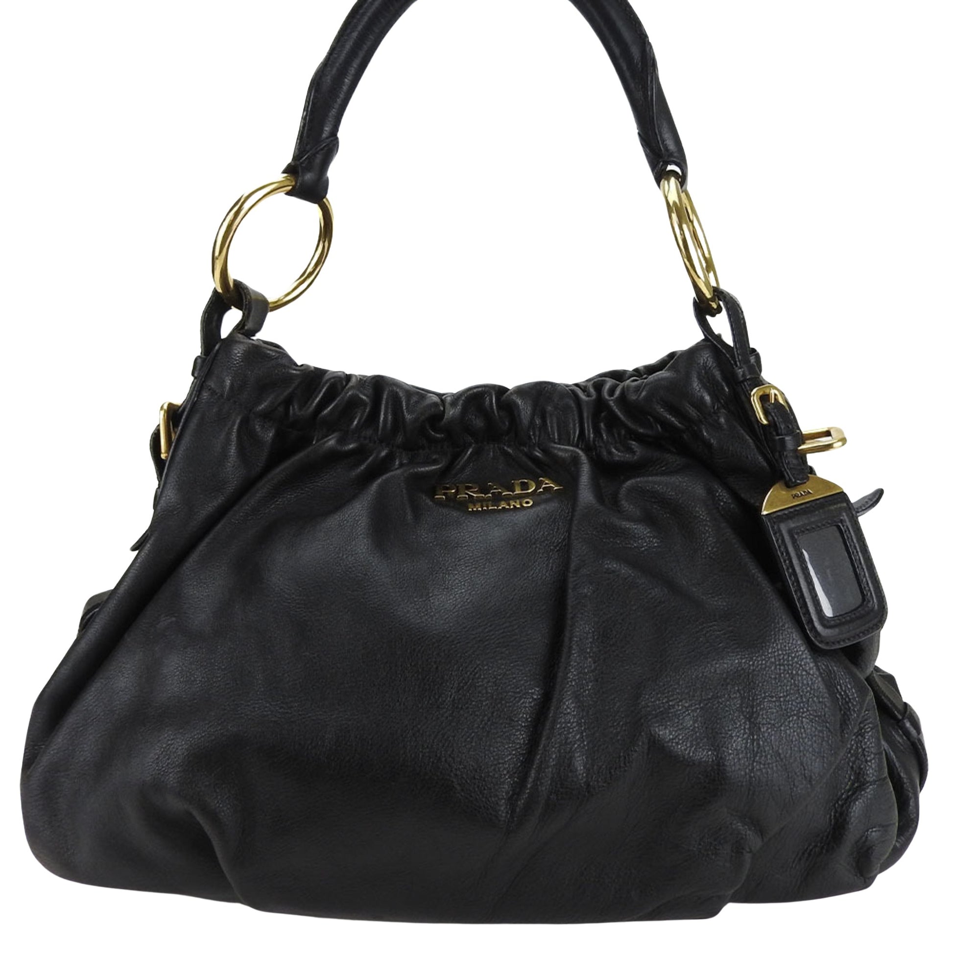 Prada Saffiano, Black, Leather, handbag
