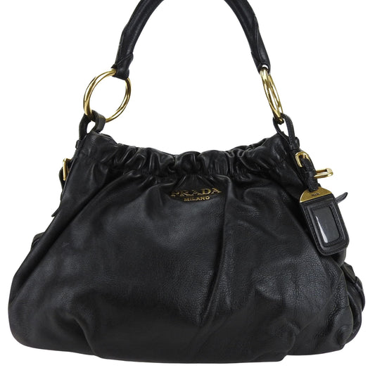Prada Saffiano, Black, Leather, handbag