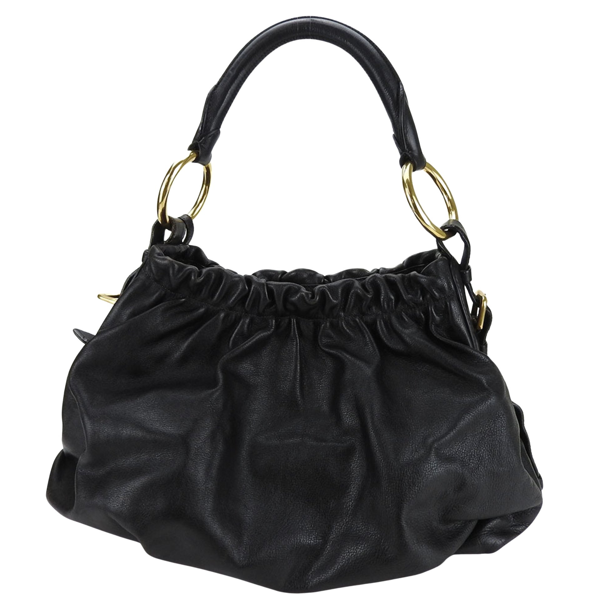 Prada Saffiano, Black, Leather, handbag
