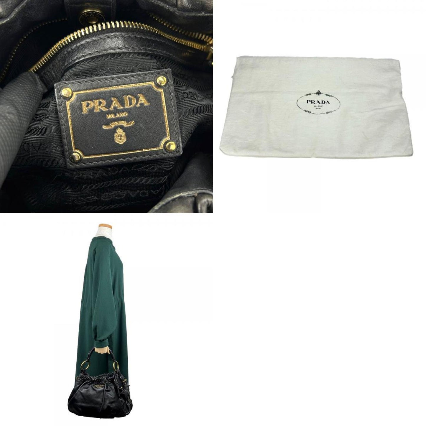 Prada Saffiano, Black, Leather, handbag