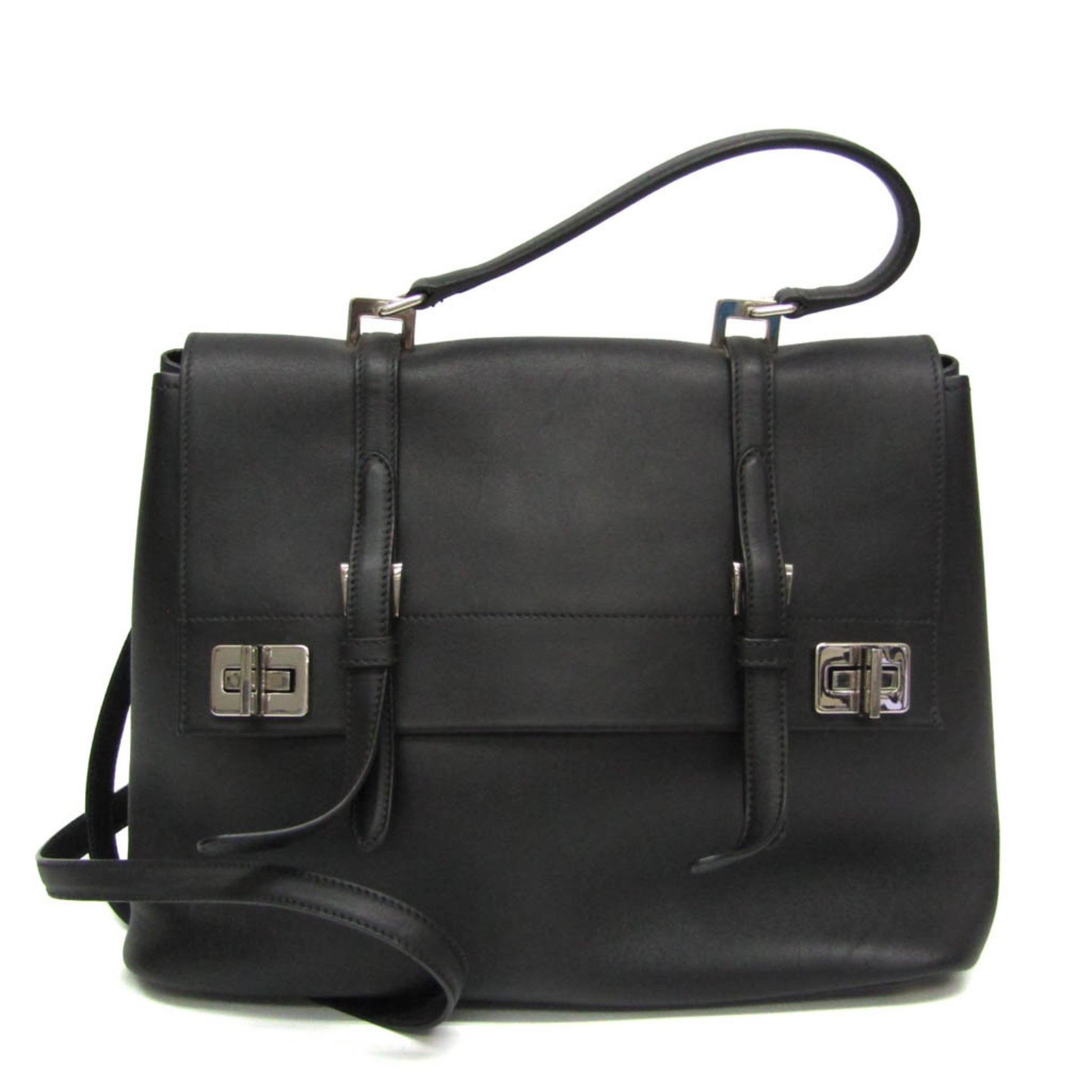 Prada Vitello, Black, Leather, handbag
