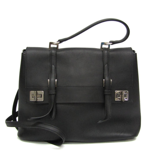 Prada Vitello, Black, Leather, handbag