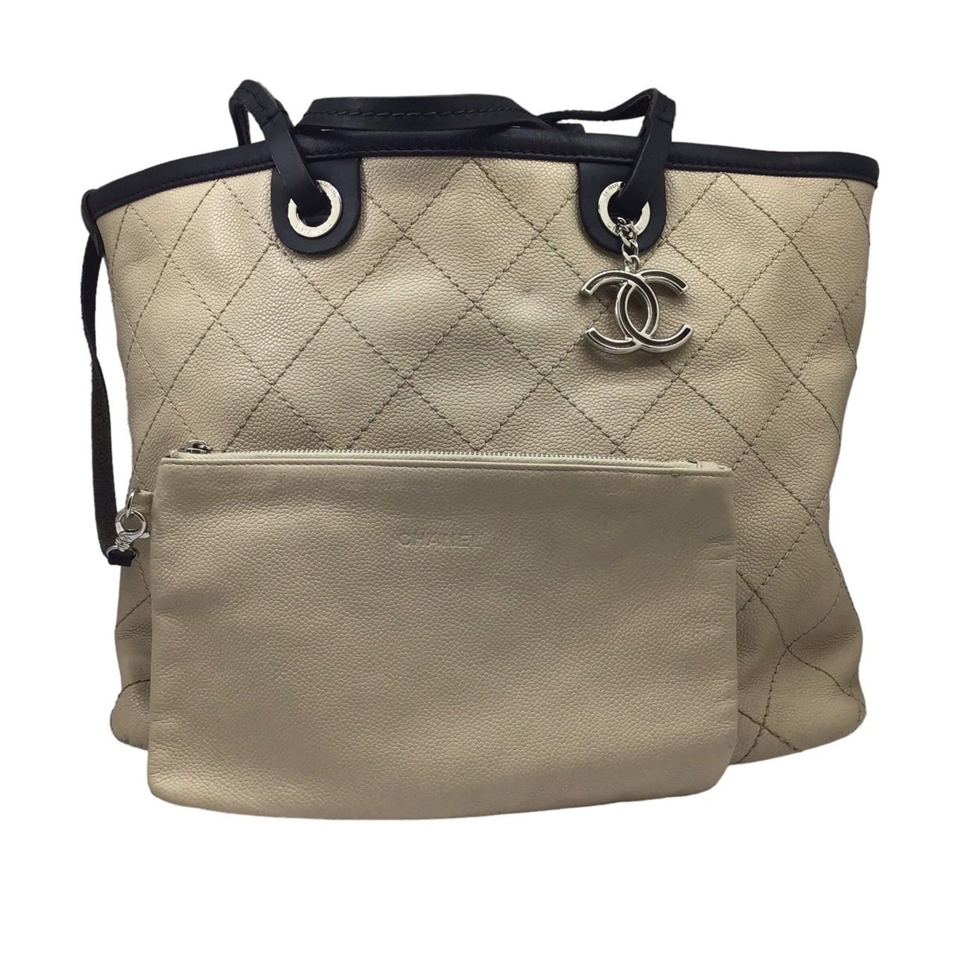 Chanel Matelassé, Beige, Leather, tote