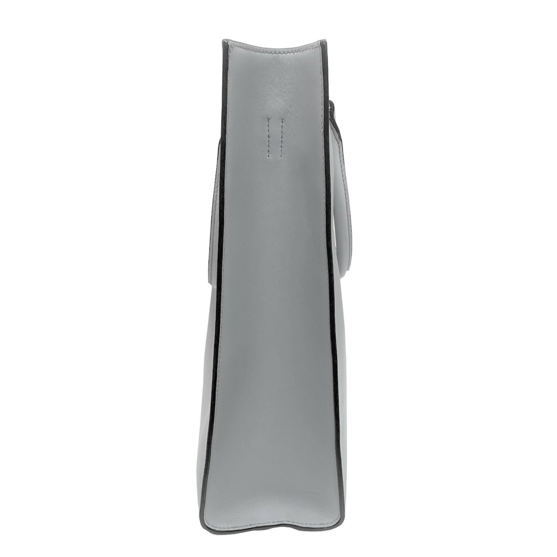 Prada Triangle Logo, Grey, Leather, handbag
