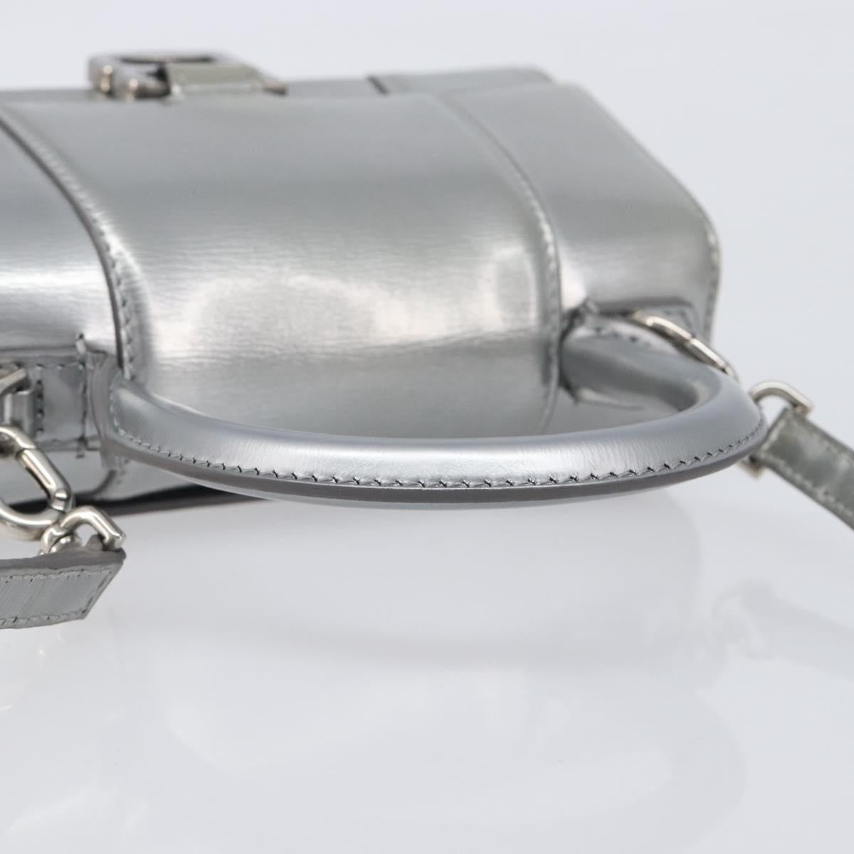 Balenciaga Hourglass Top Handle Leather, Silver, Leather, Handbag