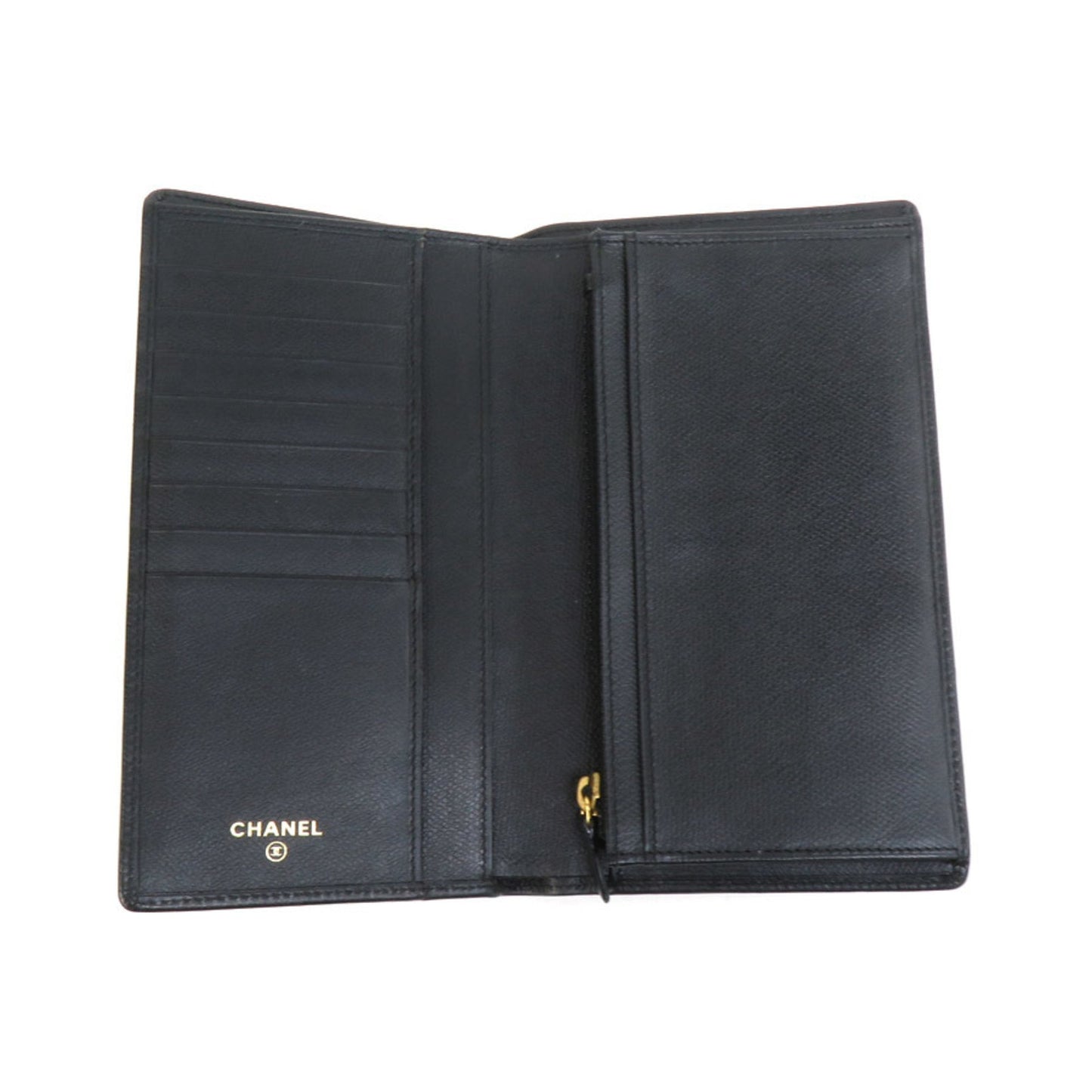 Chanel Coco button, Black, Leather, wallet