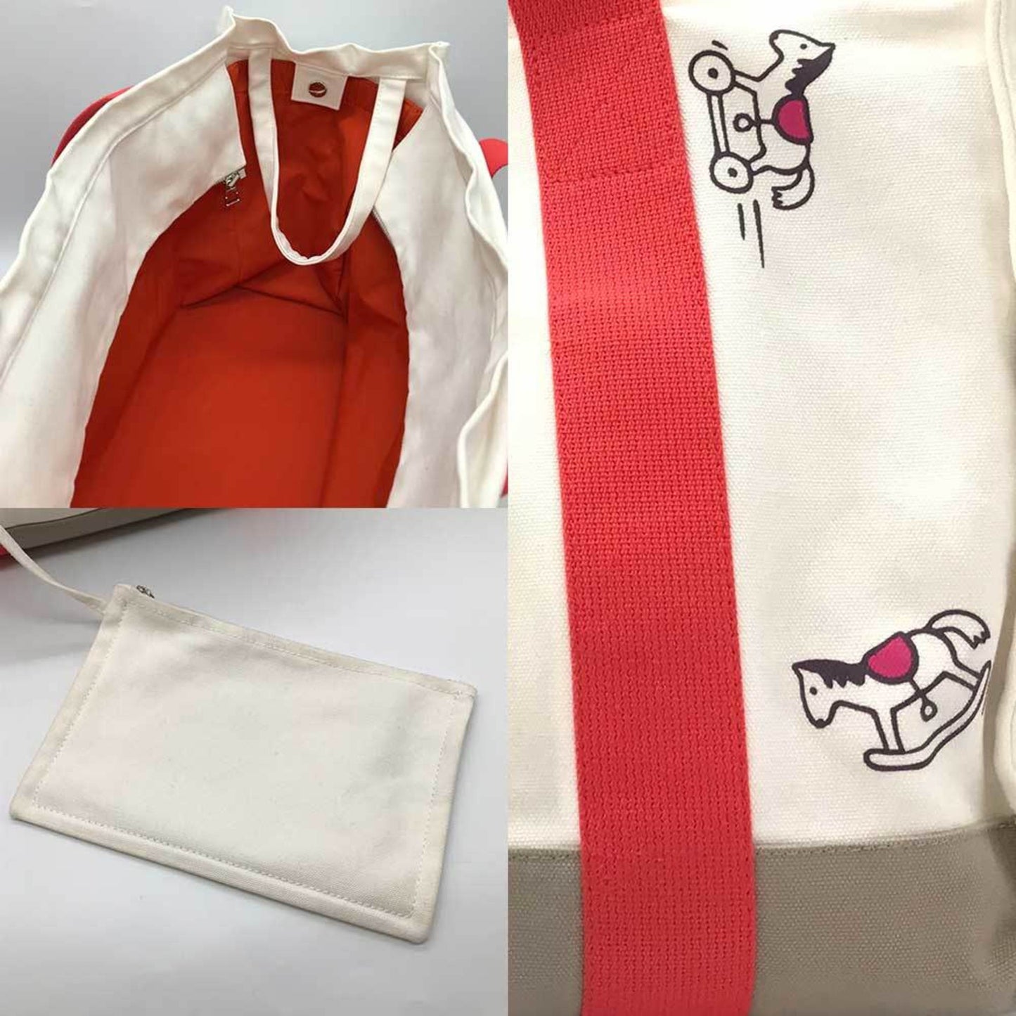 Hermès Adada, Beige, Canvas, tote