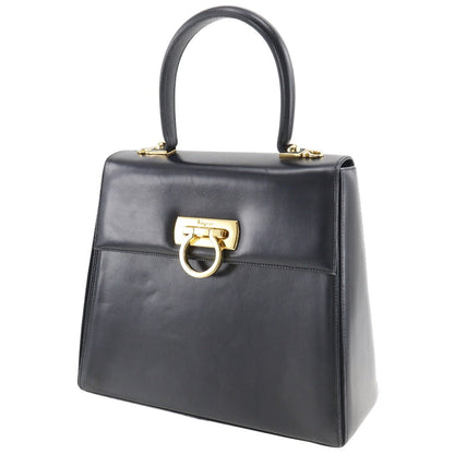 Salvatore Ferragamo Iconic Top Handle, Black, Leather, handbag