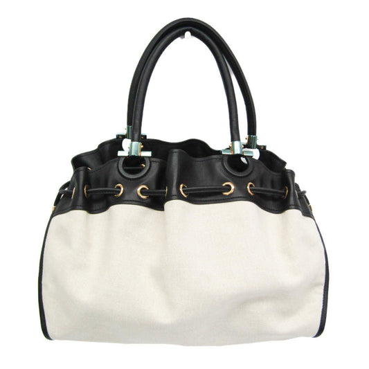 Salvatore Ferragamo Gancini, Beige, Canvas, handbag