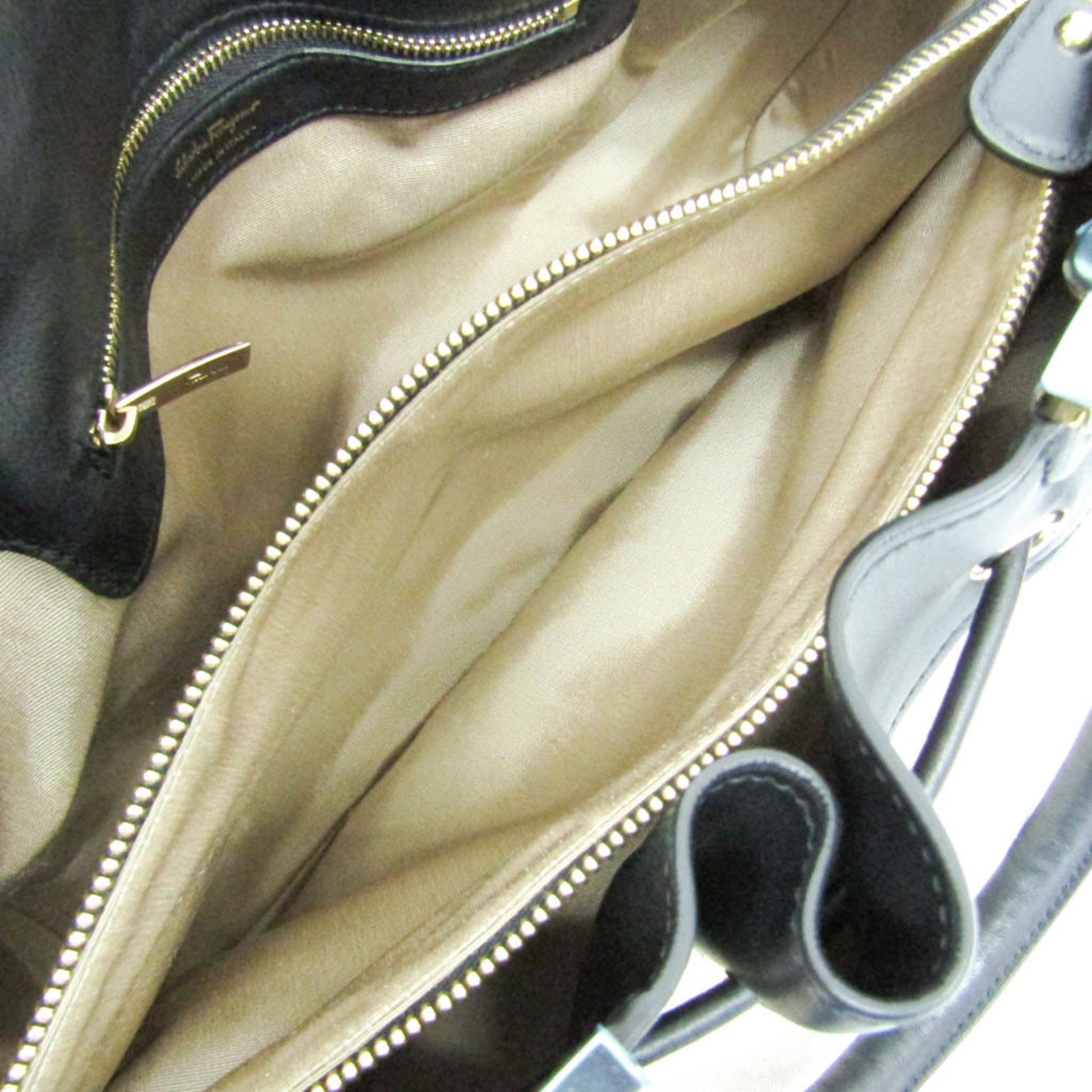 Salvatore Ferragamo Gancini, Beige, Canvas, handbag