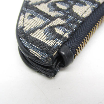 Christian Dior Vintage Saddle Zip Coin Purse Diorissimo Canvas, Navy, Canvas, Clutch