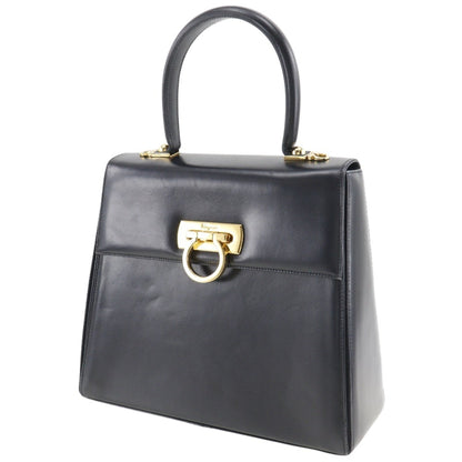 Salvatore Ferragamo Gancini, Black, Leather, handbag