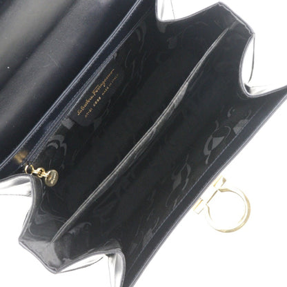 Salvatore Ferragamo Gancini, Black, Leather, handbag