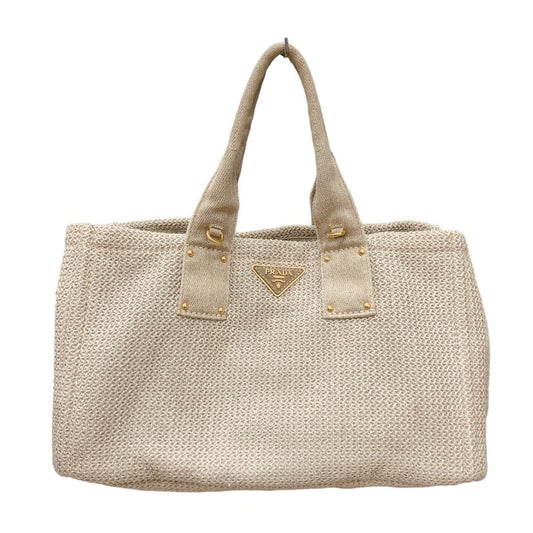Prada Bauletto, Beige, Canvas, tote